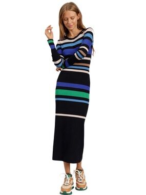 Munthe Jallen Stripe Rib Midi Dress